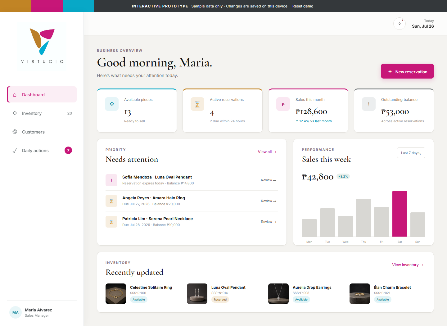 Virtucio Business Hub product preview