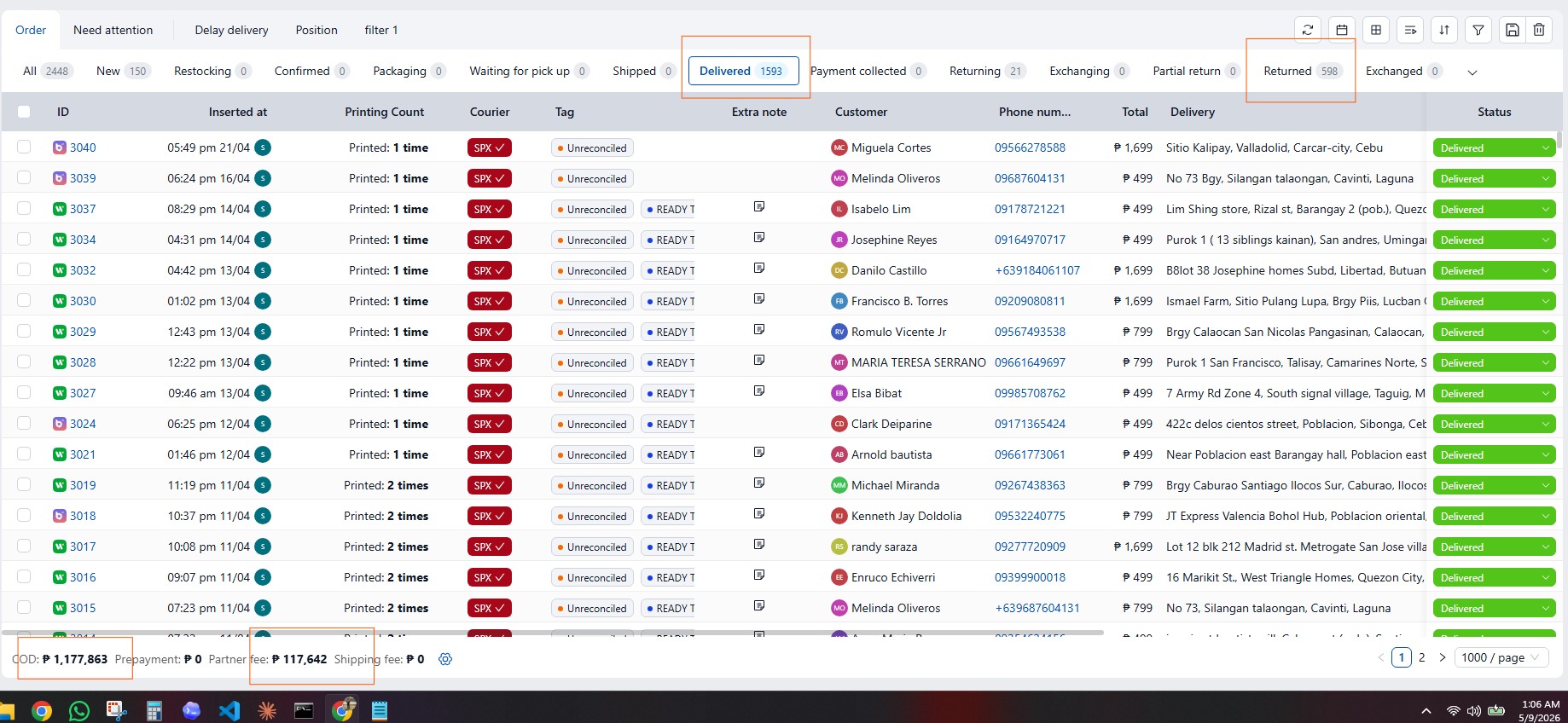 Pancake POS order proof screenshot